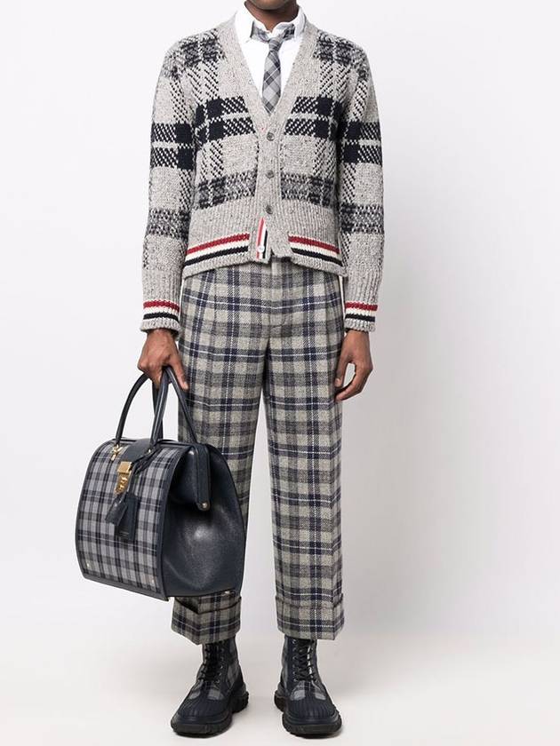 Tartan Check Three Stripes Mohair Cardigan MKC431A - THOM BROWNE - BALAAN 4