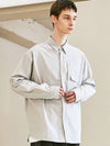 Utility Curve Pocket Oxford Long Sleeve Shirt Sand Grey - KND - BALAAN 5