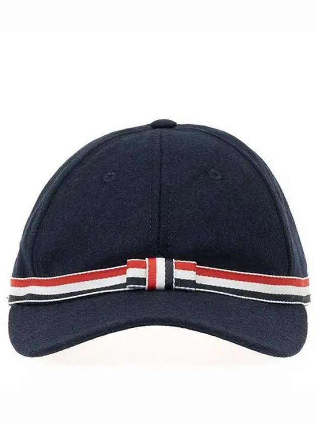 Bow Grosgrain Wool Flannel Ball Cap Navy - THOM BROWNE - BALAAN 2