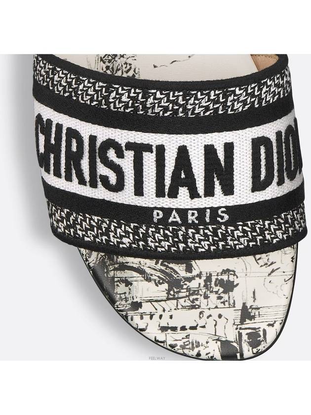 Dway Paris Motif Embroidery Cotton Slippers Black White - DIOR - BALAAN 5