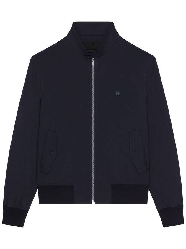 4G Detail Wool Poplin Harrington Zip-Up Jacket Night Blue Navy - GIVENCHY - BALAAN 2