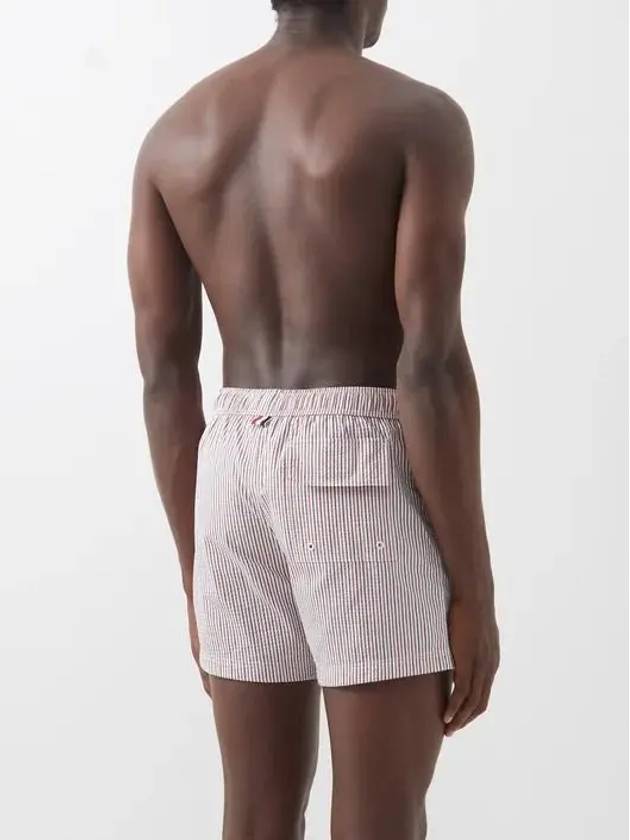 Tricolor Red Striped Seersucker Swim Pants Swimsuit - THOM BROWNE - BALAAN 5