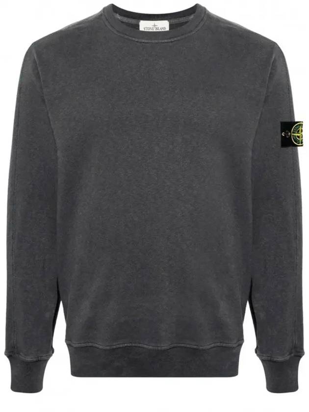 Logo Patch Crew Neck Sweatshirt Dark Grey - STONE ISLAND - BALAAN 3