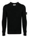 Crewneck Full Rib Wool Knit Top Black - STONE ISLAND - BALAAN 2