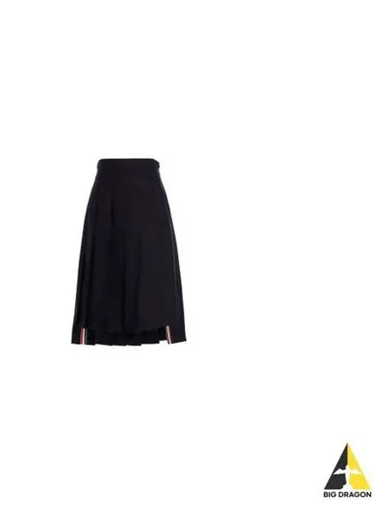 Super 120S Twill Below Knee Pleated Skirt Navy - THOM BROWNE - BALAAN 2