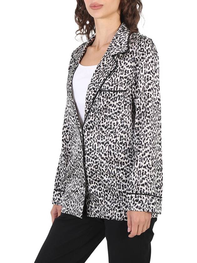 leopard pattern silk blazer jacket - SAINT LAURENT - BALAAN 4