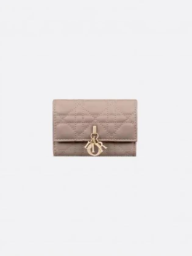 XS Lady Cannage Lambskin Half Wallet Warm Taupe - DIOR - BALAAN 2