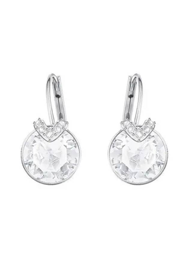 Bella V Drop Crystal Round Cut Earrings Silver - SWAROVSKI - BALAAN 3