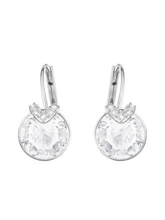 Bella V Drop Crystal Round Cut Earrings Silver - SWAROVSKI - BALAAN 2