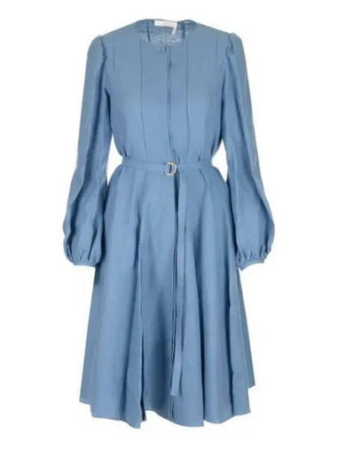 Women s Linen Voile Pleated Dress Blue CHC23SRO48134 - CHLOE - BALAAN 1