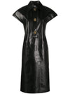 Women's Leather Shirt Long Dress Black - BOTTEGA VENETA - BALAAN 8