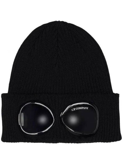 Goggle Detail Ribbed Beanie Black - CP COMPANY - BALAAN 2