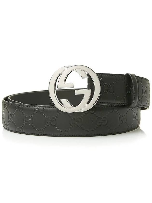 Men's Interlocking G Signature Leather Belt Black - GUCCI - BALAAN 2