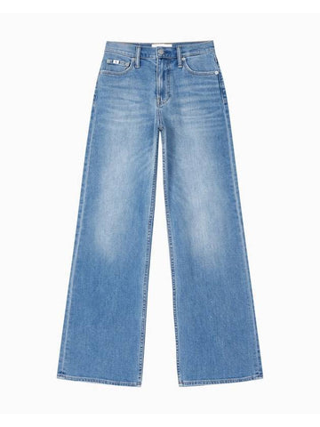 Jeans High Rise Denim Wide Jeans Mid Blue - CALVIN KLEIN - BALAAN 1