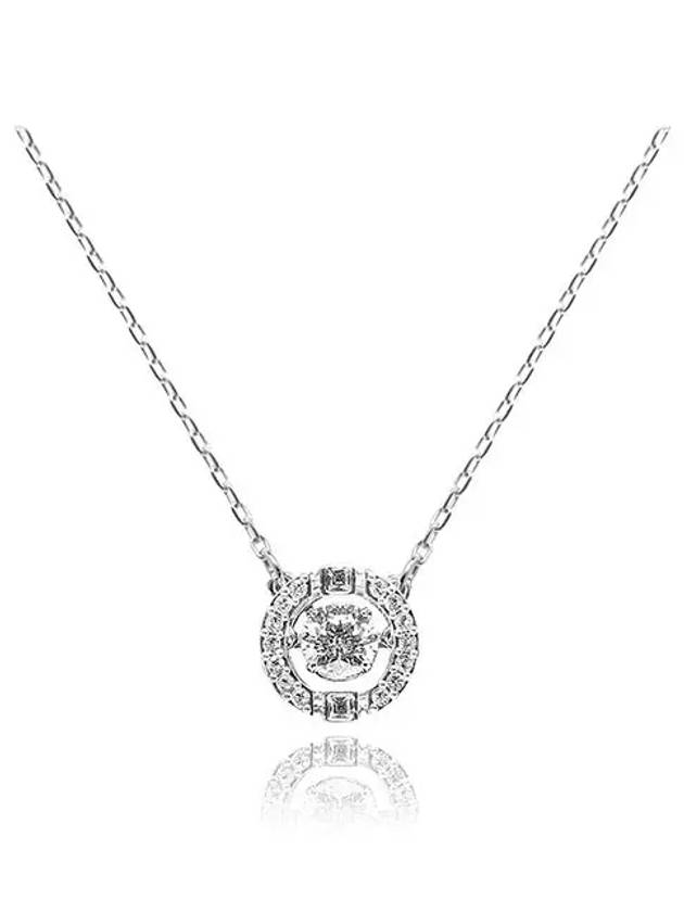 Una Crystal Round Cut Necklace White Silver - SWAROVSKI - BALAAN 3