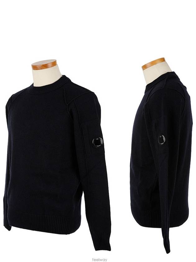 Lens Wappen Wool Knit Top Navy - CP COMPANY - BALAAN 3