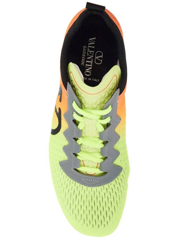 lime green and fluorescent orange sporty sneakers in cotton and pu bold design - VALENTINO - BALAAN 2