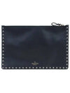 Rockstud Leather Clutch Bag Black - VALENTINO - BALAAN 5