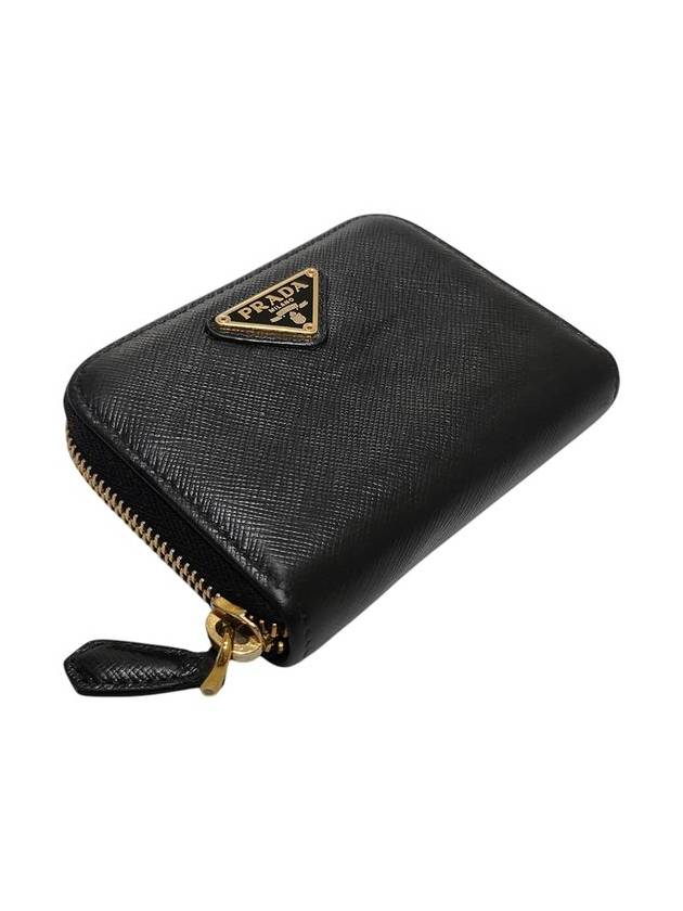 1MM268 Black Saffiano Gold Logo Card Wallet - PRADA - BALAAN 3