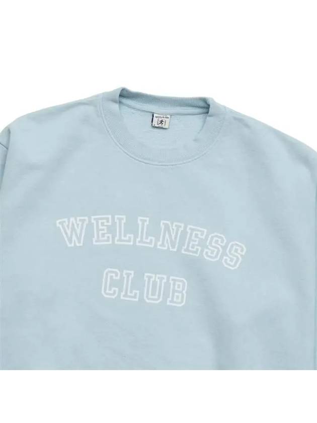 Wellness Club Flock Crew Neck Cotton Sweatshirt Baby Blue - SPORTY & RICH - BALAAN 4