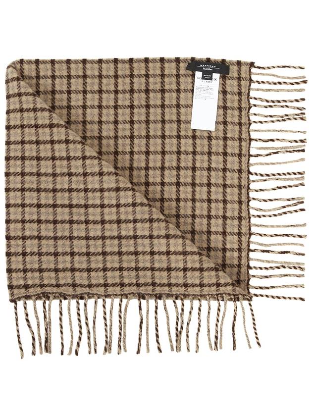 Wool Blend Logo Scarf Camel - MAX MARA - BALAAN 4