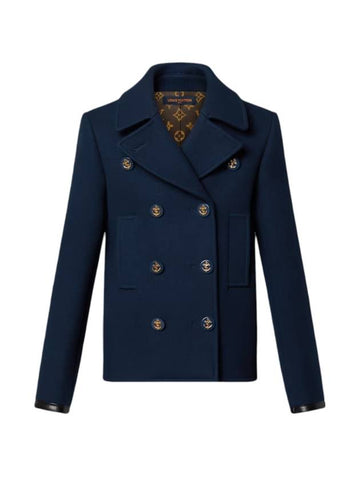 Anchor Button Lapel Double Coat Navy - LOUIS VUITTON - BALAAN 1