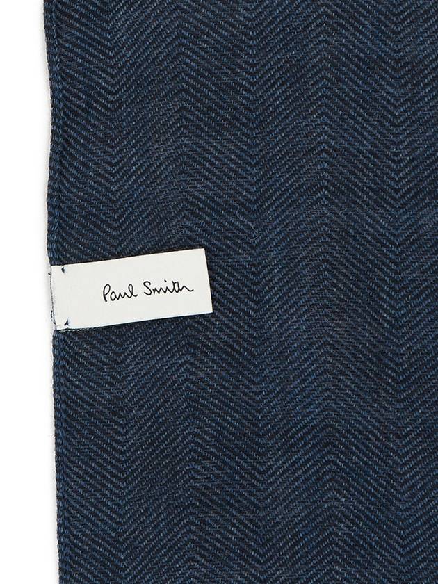 Striped Fringe Wool Silk Muffler Navy - PAUL SMITH - BALAAN 9