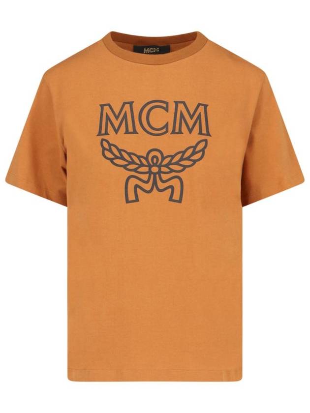 Classic Logo Short Sleeve T-Shirt Brown - MCM - BALAAN 2