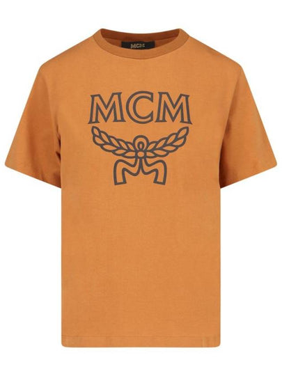 Classic Logo Short Sleeve T-Shirt Brown - MCM - BALAAN 2