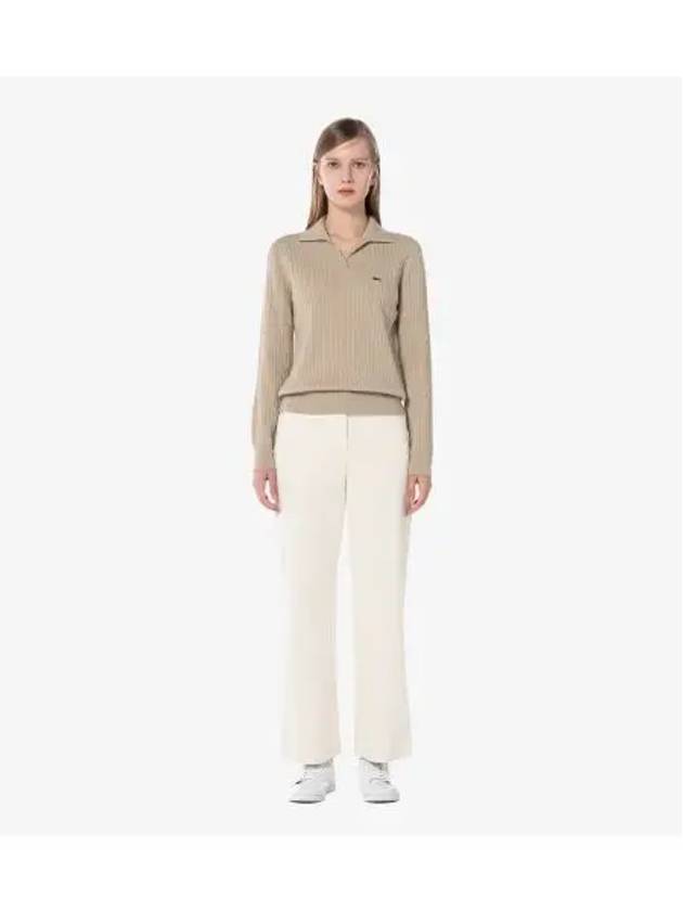 Women s semi wide corduroy pants cream - LACOSTE - BALAAN 1