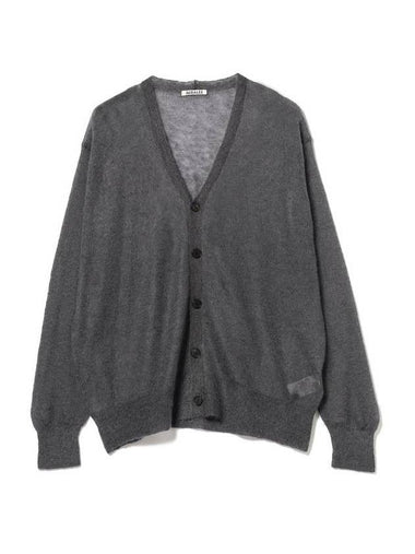 Mohair Sheer Knit Cardigan Grey - AURALEE - BALAAN 1