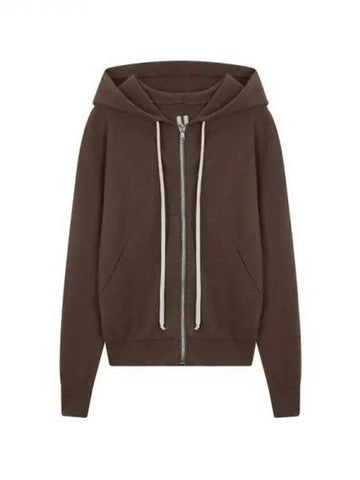 WOMEN Soft Cashmere Hood Zip-up Brown 270902 - RICK OWENS - BALAAN 1