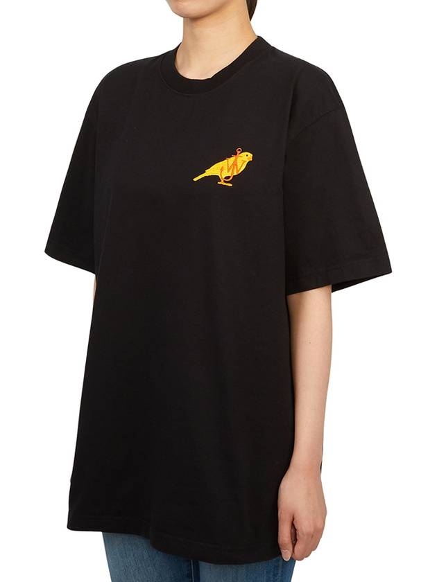 Canary Embroidery Cotton Short Sleeve T-Shirt Black - JW ANDERSON - BALAAN 5