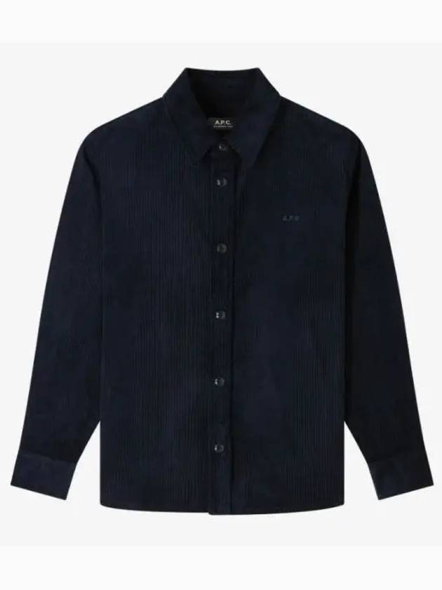 Bobby Embroidered Logo Corduroy Shirt Jacket Dark Navy - A.P.C. - BALAAN 2