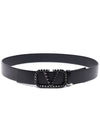 V Logo Buckle Leather Belt Black - VALENTINO - BALAAN 5