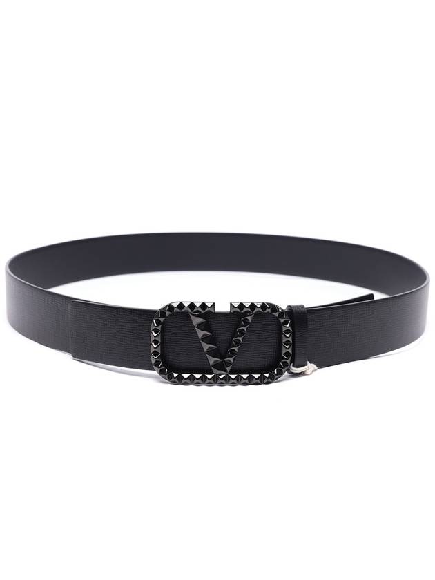 V logo buckle belt black - VALENTINO - BALAAN.