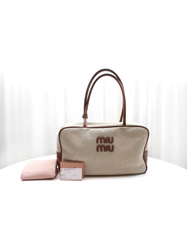 Canvas Beige Brandy Top Handle Bag 5BB163 - MIU MIU - BALAAN 6