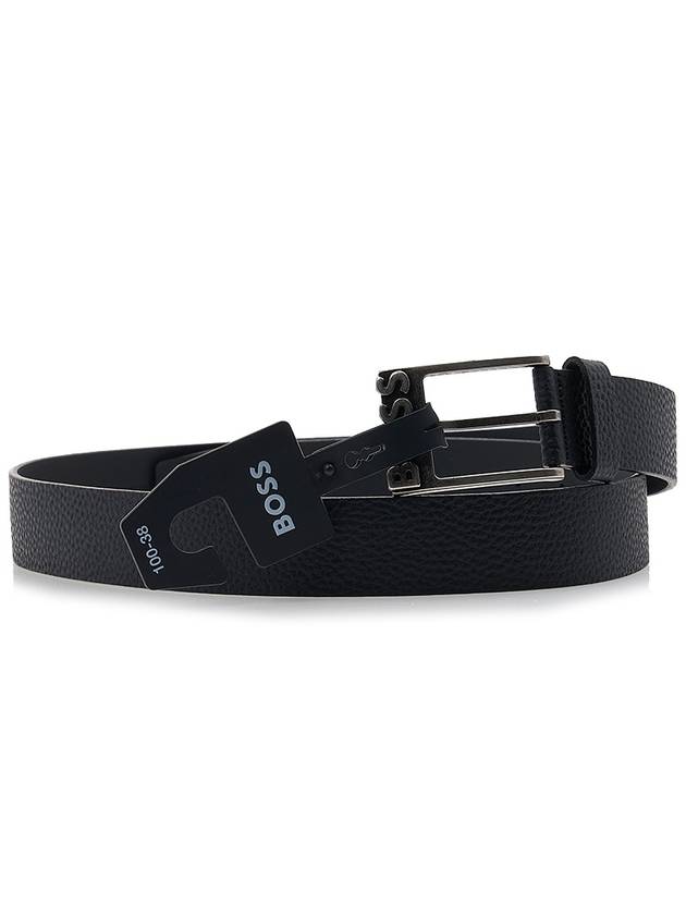 Men's Buckle Logo Leather Belt Black - HUGO BOSS - BALAAN 4