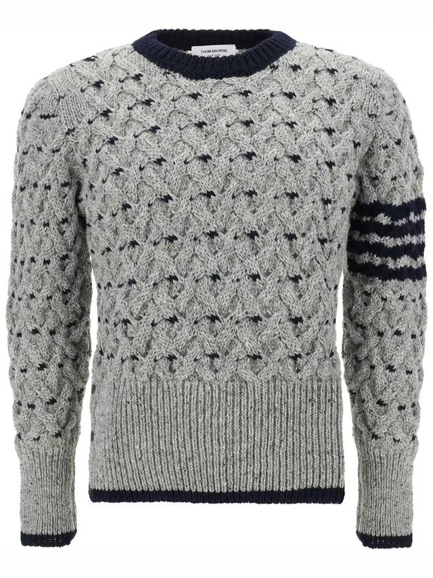 4 Bar Cable Knit Top Grey - THOM BROWNE - BALAAN 3