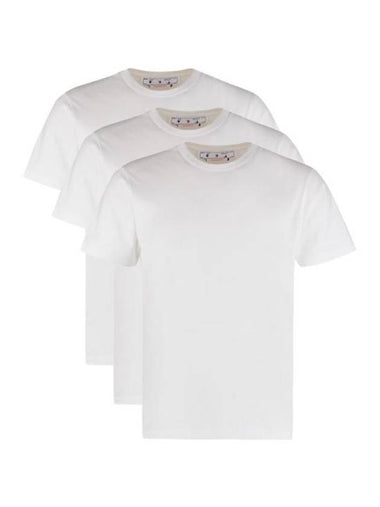 Cotton Crew Neck Short Sleeve T-Shirt 3 Pack White - OFF WHITE - BALAAN 1