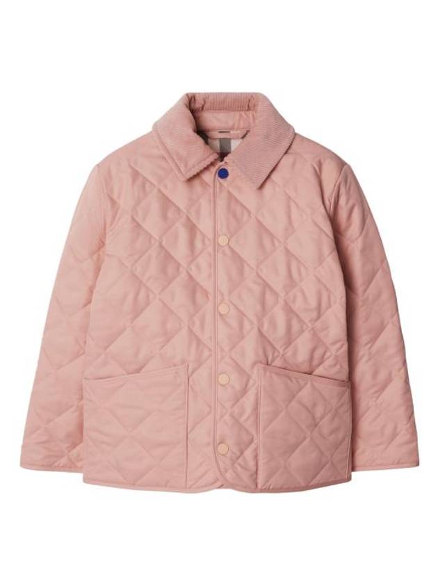 Kids Corduroy Collar Diamond Quilted Jacket Pink - BURBERRY - BALAAN 1