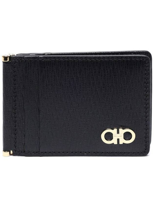 Salvatore Men's Double Gancini Card Wallet Black - SALVATORE FERRAGAMO - BALAAN.