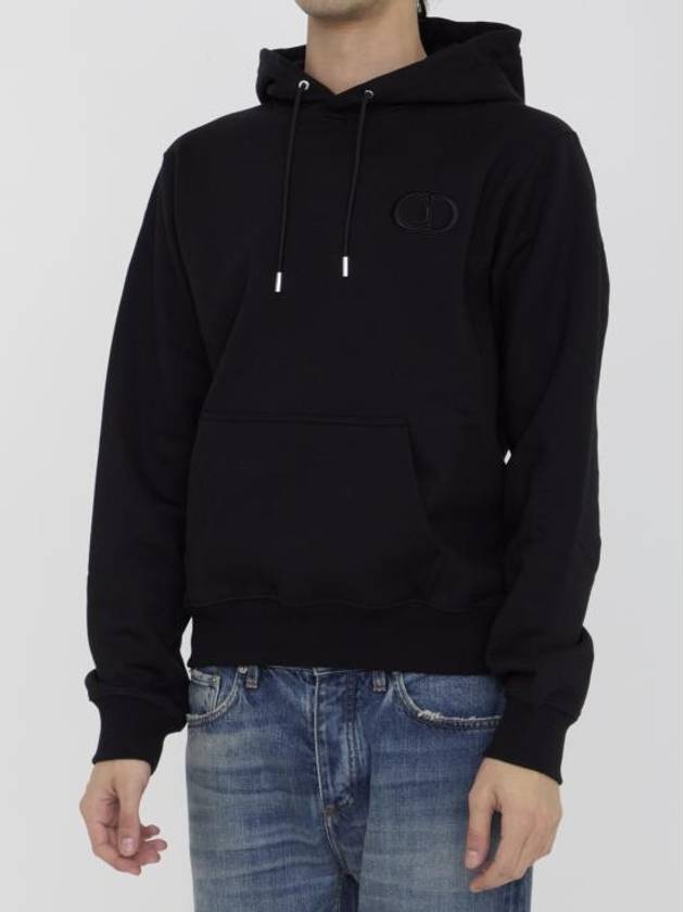 Cd Icon Embroidered Cotton Hoodie Black - DIOR - BALAAN 3