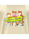 Surfing Foxes Logo Print Short Sleeve T-Shirt Beige - MAISON KITSUNE - BALAAN 6