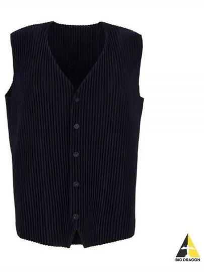 Tailored Pleated Vest Navy - ISSEY MIYAKE - BALAAN 2