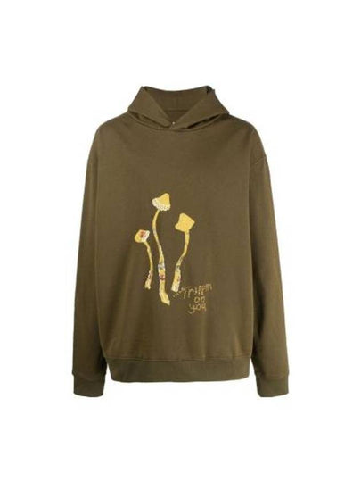 Men's Mushroom Embroidered Hoodie Military Olive - MAISON MARGIELA - BALAAN 2