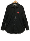 Men's Red Heart Logo Print Long Sleeve Shirt Black - COMME DES GARCONS - BALAAN 2