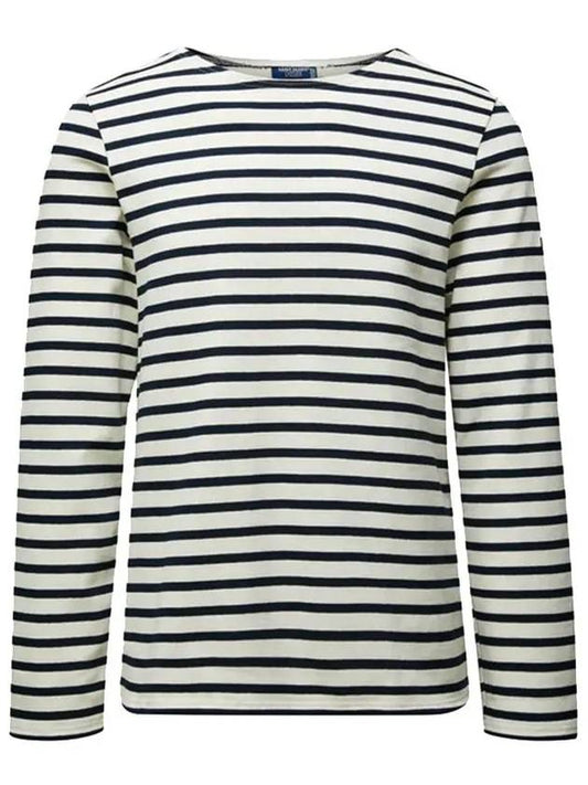 Meridien Mode Elbow Patch Striped Long Sleeve T-Shirt Ecru Navy - SAINT JAMES - BALAAN 2