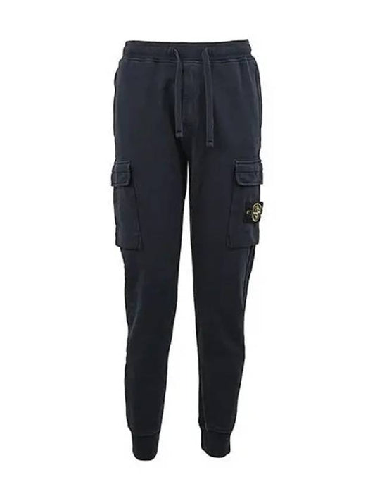 Garment Dyed Cotton Fleece Track Pants Navy - STONE ISLAND - BALAAN 2