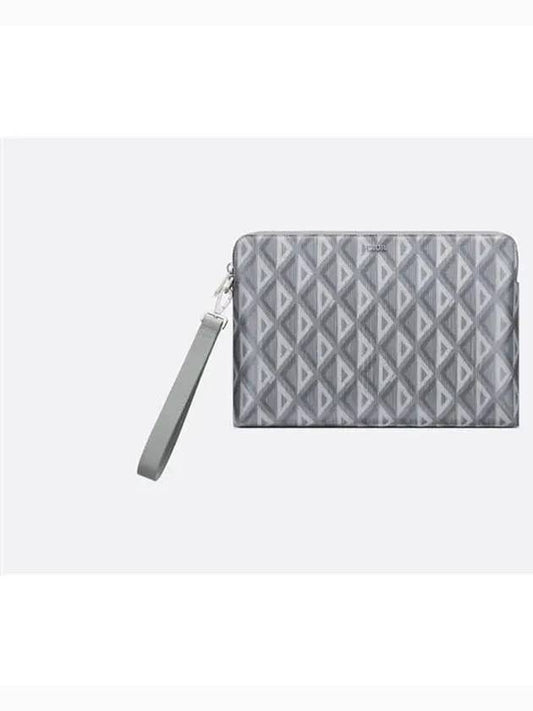 CD Diamond Canvas Clutch Bag Grey - DIOR - BALAAN 2